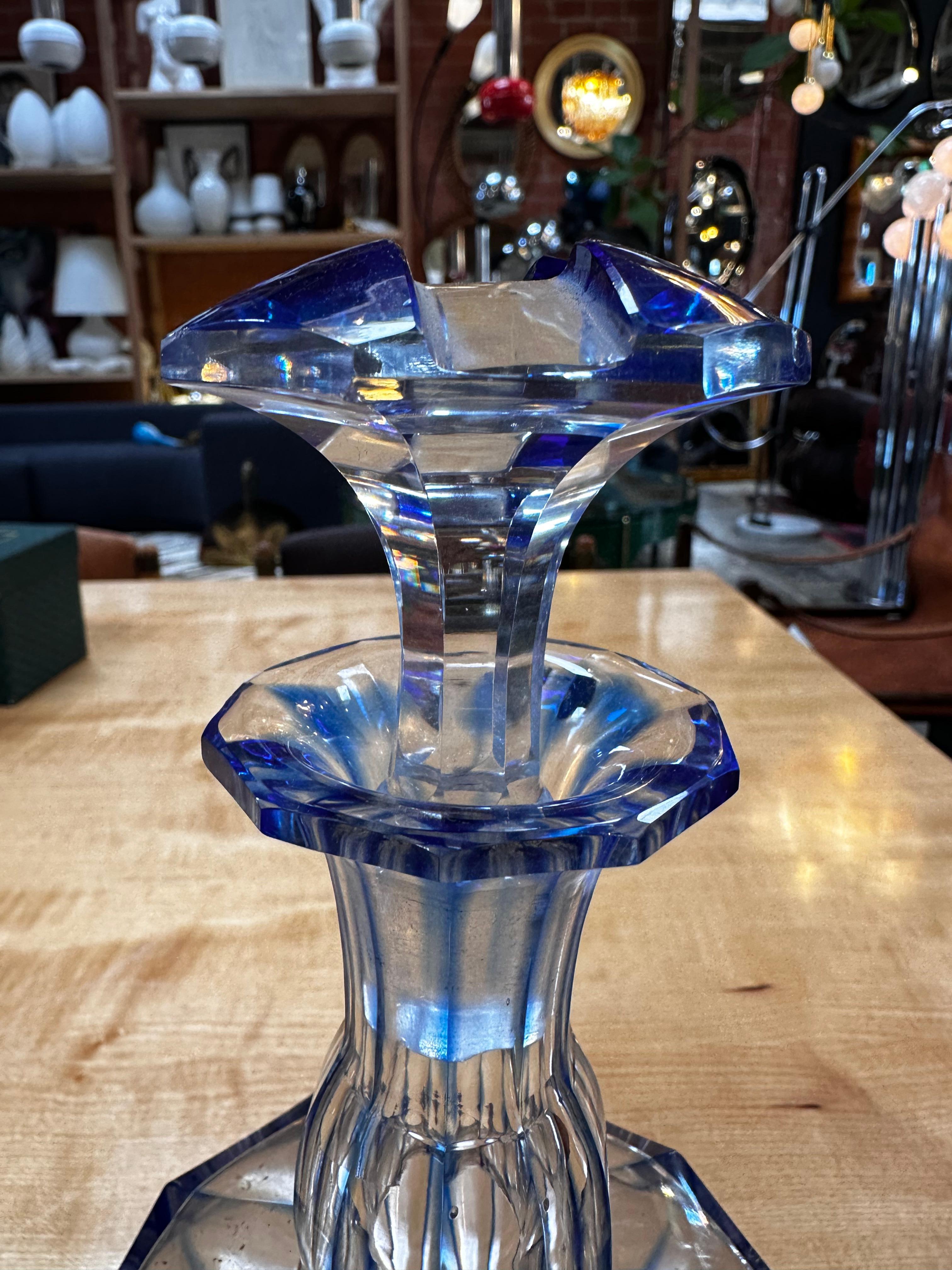 Vintage Italian Blue Crystal Decanter 1960s For Sale 1
