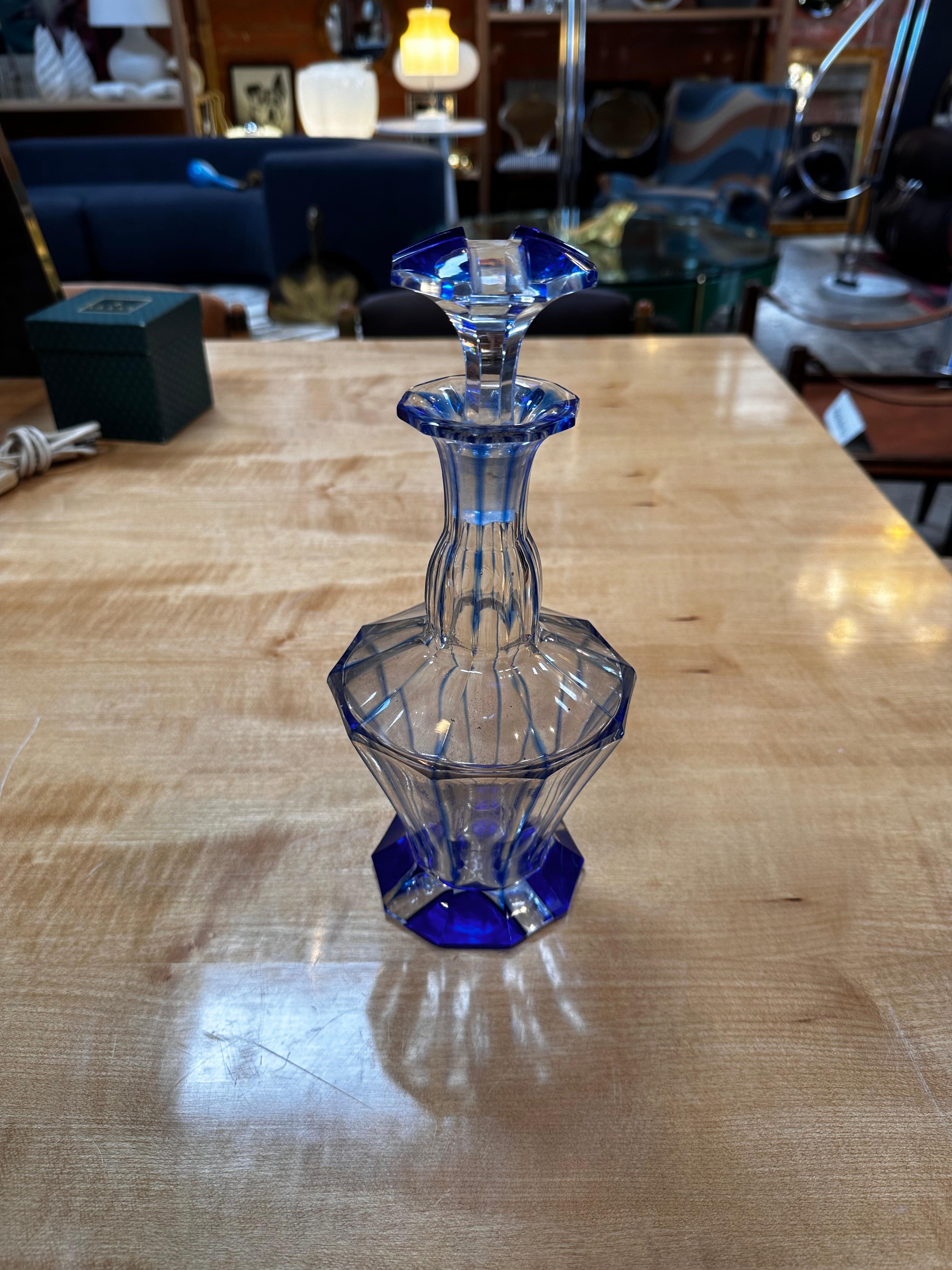 Vintage Italian Blue Crystal Decanter 1960s For Sale 2