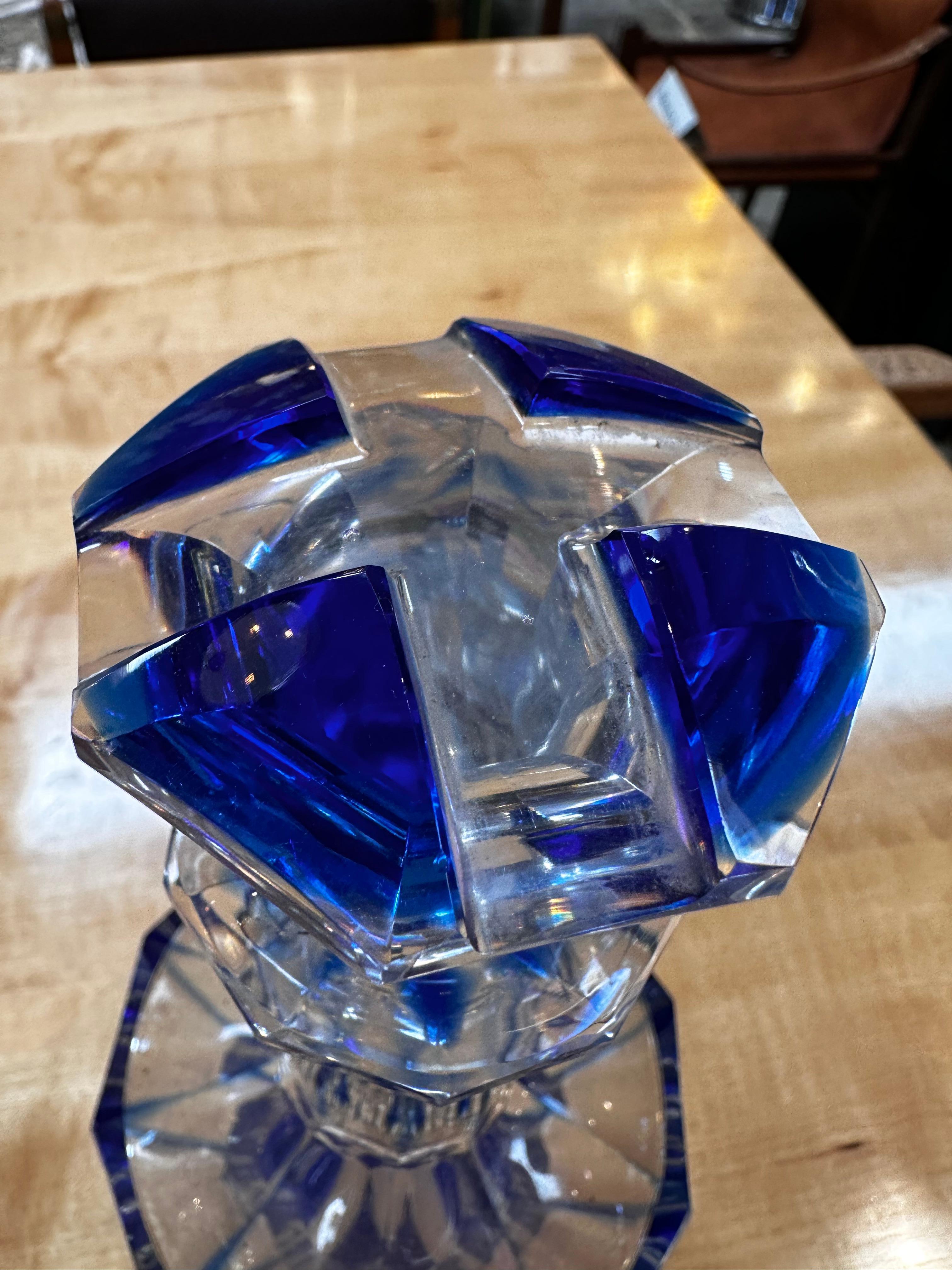 Italienischer blauer Kristall-Dekanter, 1960er Jahre, Vintage im Angebot 3