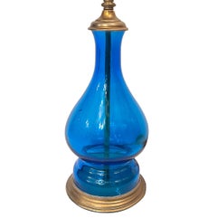 Vintage Italian Blue Glass Lamp