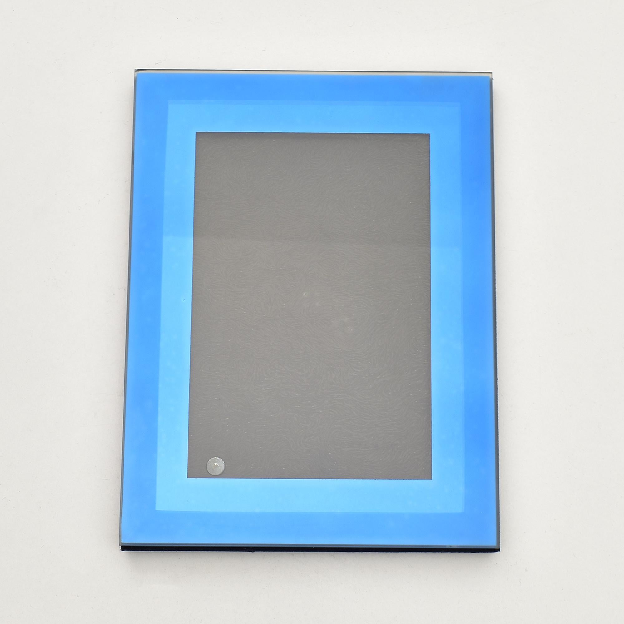Italienischer blauer Vintage-Bilderrahmen aus Glas im Fontana-Arte-Stil, 20. Jahrhundert im Zustand „Gut“ im Angebot in Bad Säckingen, DE