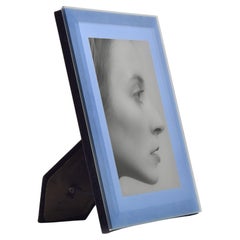 Italienischer blauer Vintage-Bilderrahmen aus Glas im Fontana-Arte-Stil, 20. Jahrhundert
