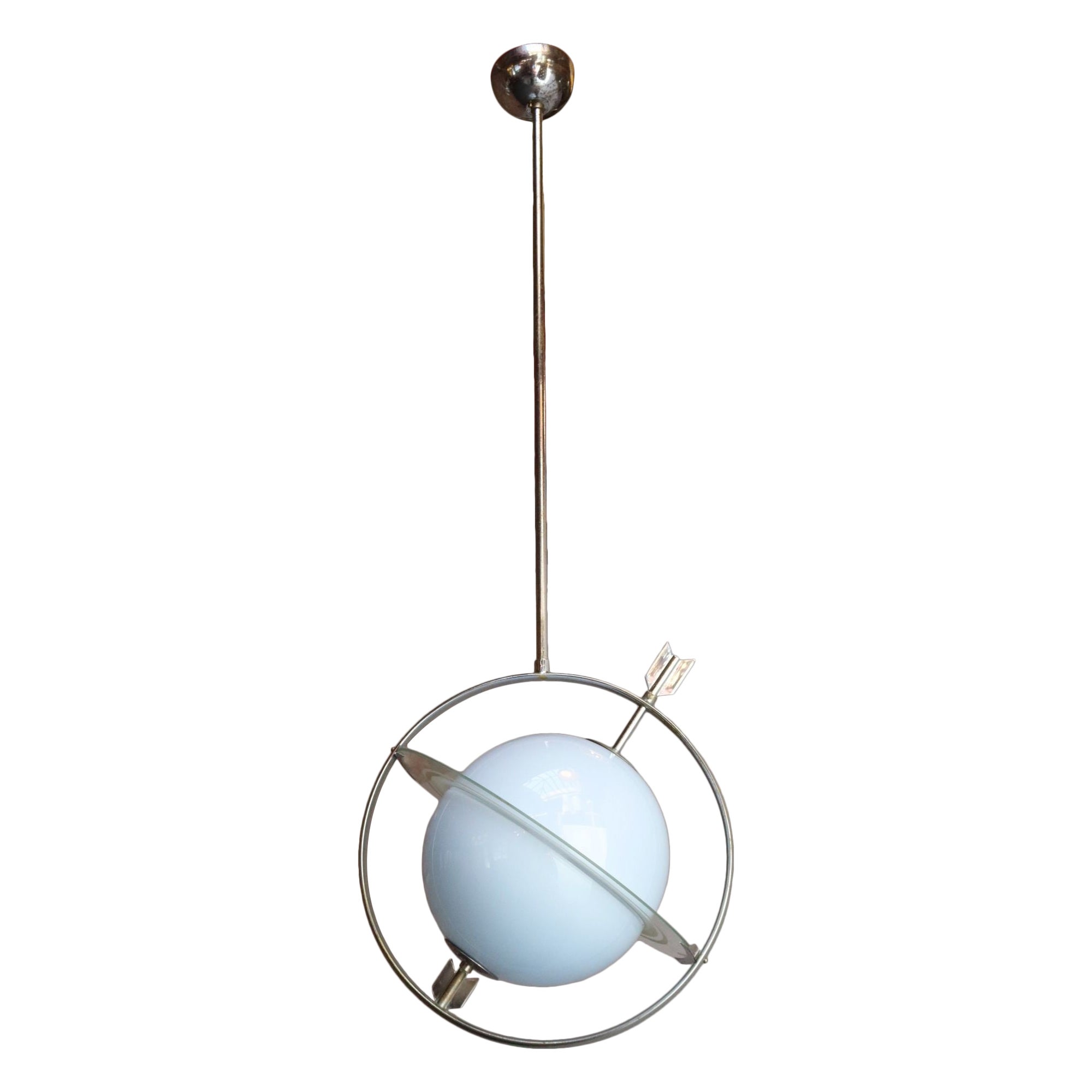 Vintage Italian Blue Glass "Saturn" Pendant After Gio Ponti and Pietro Chiesa For Sale