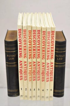 Vintage Italian Blue Leather Bound "Patent Law" Faux Book Bookends (A) - Pair