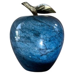 Vintage Italian blue marble apple objet d'art, 1960s