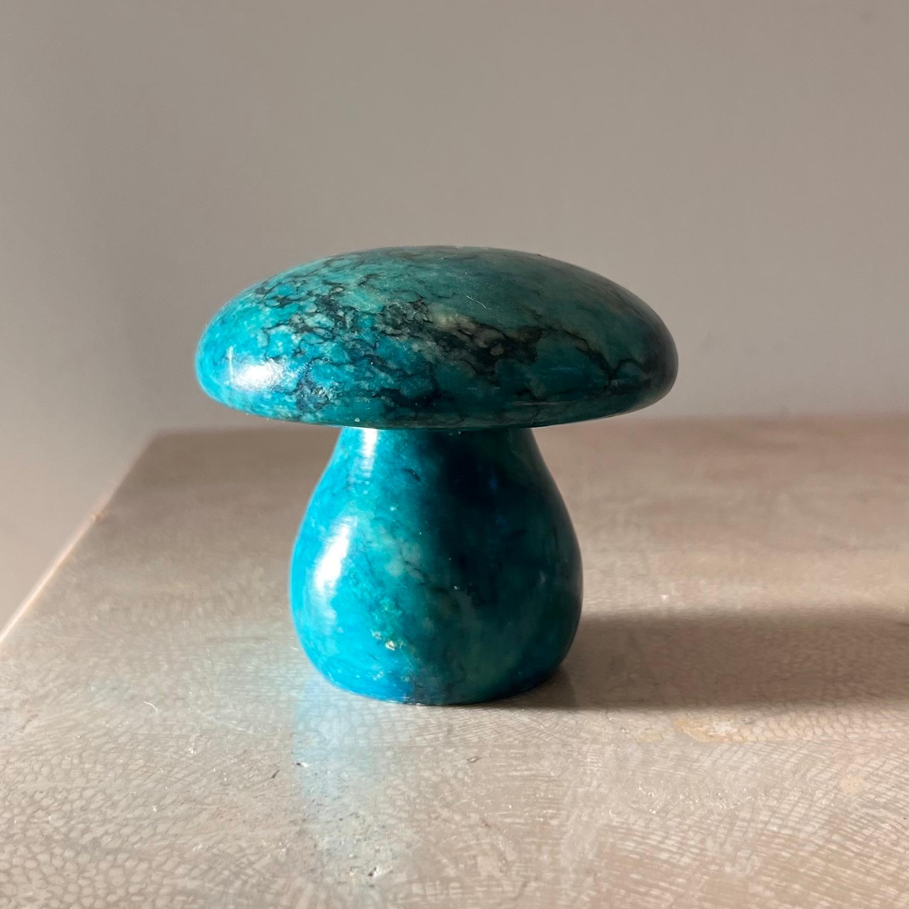 Vintage Italian Blue Marble Mushroom Objet / Paperweight, 1960s In Good Condition In View Park, CA