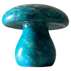 Vintage Italian Blue Marble Mushroom Objet / Paperweight, 1960s