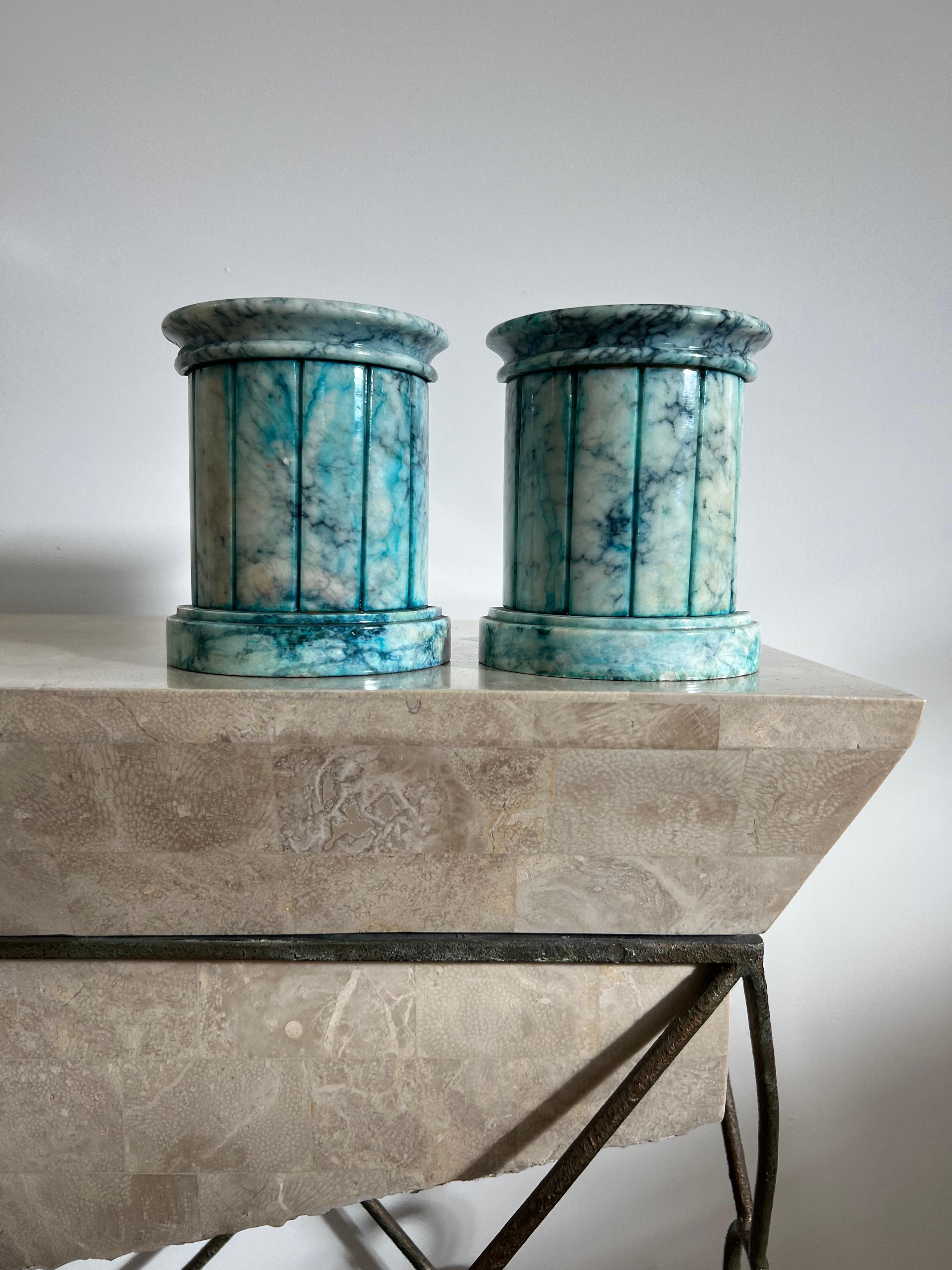Vintage Italian Blue Marble Neoclassical Column Bookends, 1960s 11