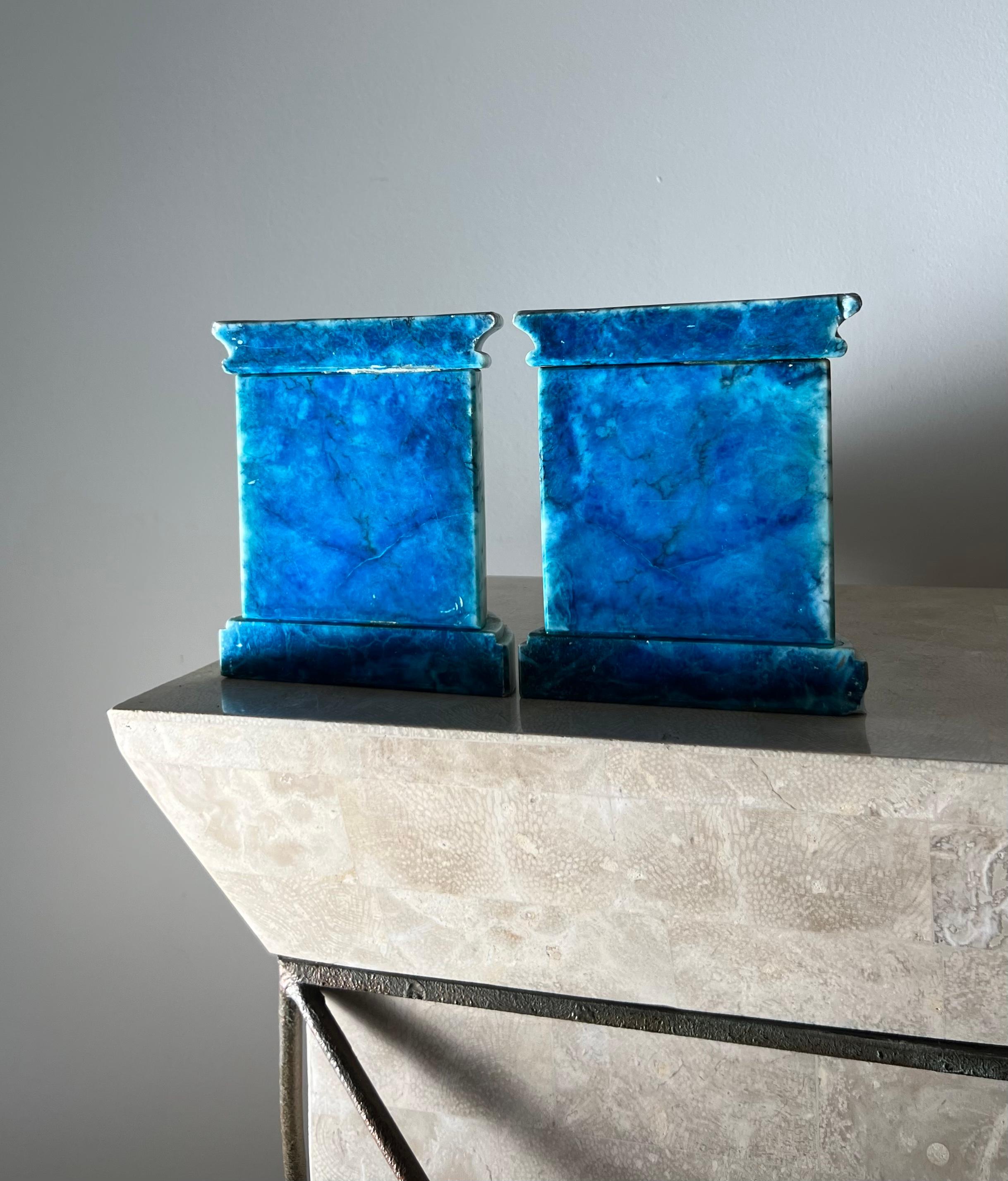 Vintage Italian Blue Marble Neoclassical Column Bookends, 1960s 16