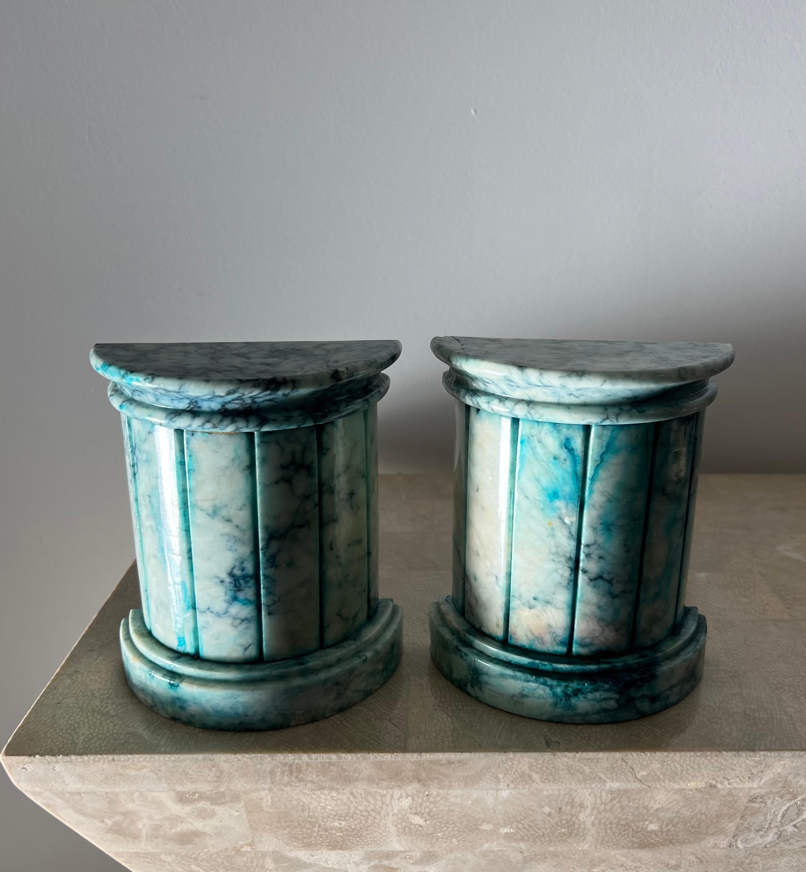 Vintage Italian Blue Marble Neoclassical Column Bookends, 1960s 2