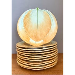 Vintage Italian Botanical Ceramic Dinner Plates - Set of 12