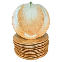 Vintage Italian Botanical Ceramic Dinner Plates - Set of 12