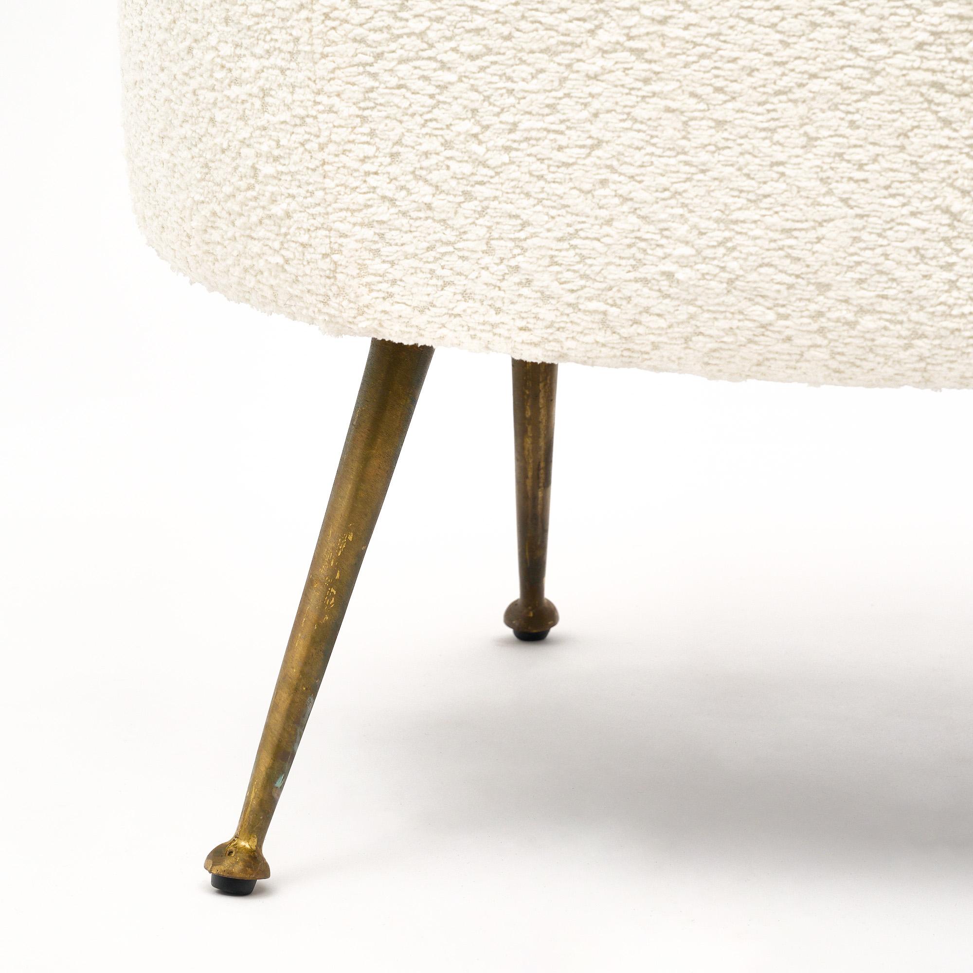Brass Vintage Italian Boucle Stools For Sale