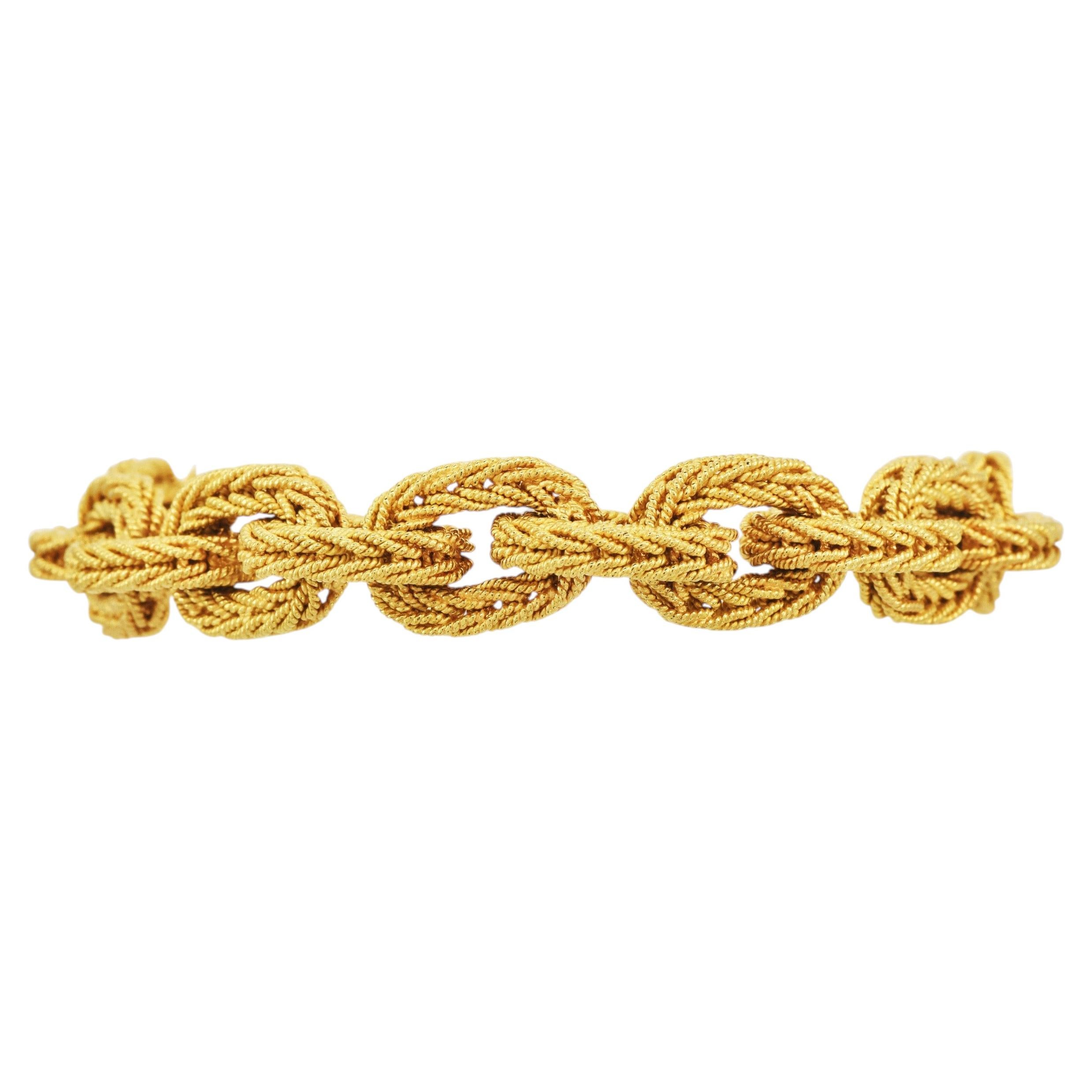 Vintage Italian Braided 18K Yellow Gold Bracelet