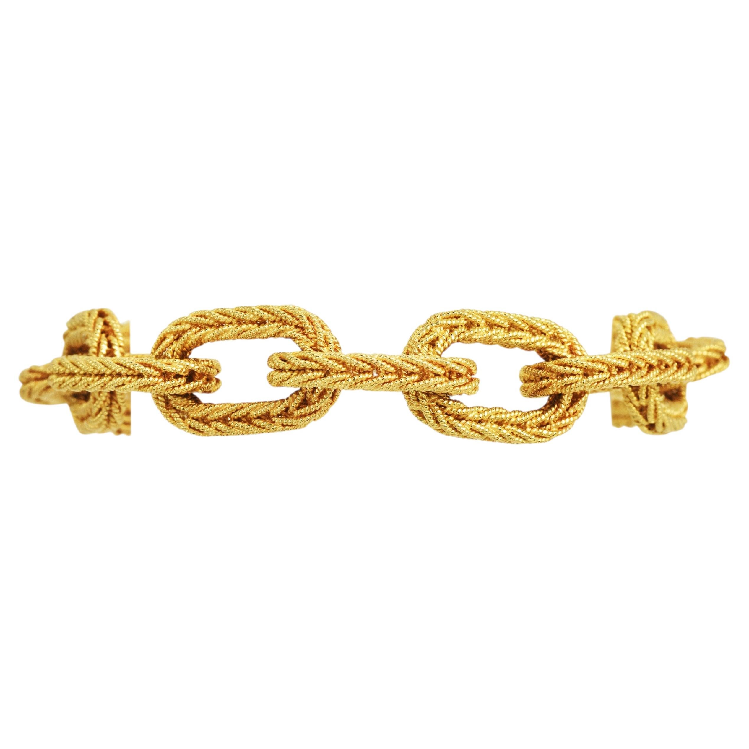 Vintage Italian Braided Link 18K Yellow Gold Bracelet