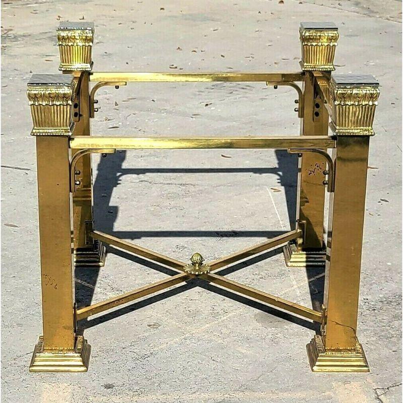American Vintage Italian Brass 4 Column Dining Game Table Base For Sale