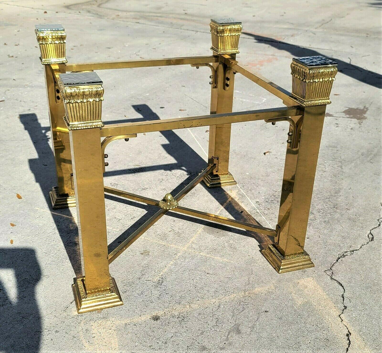 Vintage Italian Brass 4 Column Dining Game Table Base In Good Condition For Sale In Lake Worth, FL