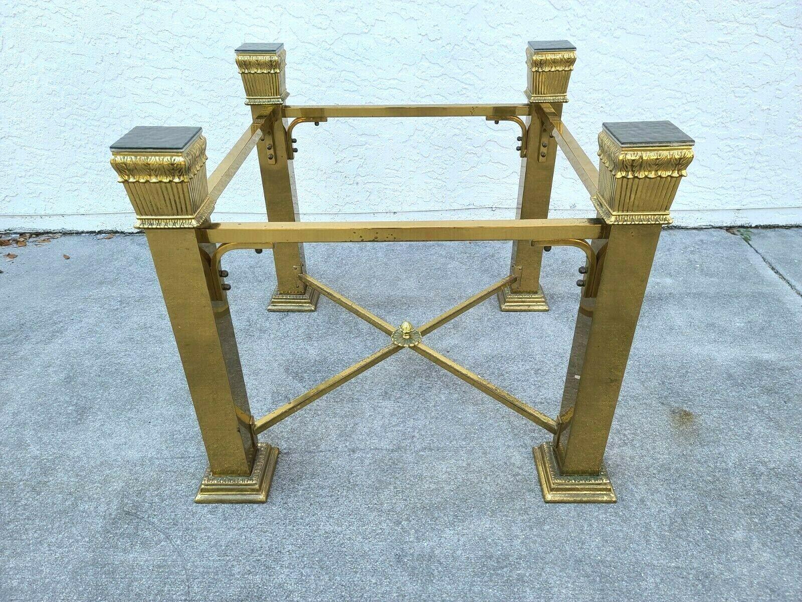 20th Century Vintage Italian Brass 4 Column Dining Game Table Base For Sale