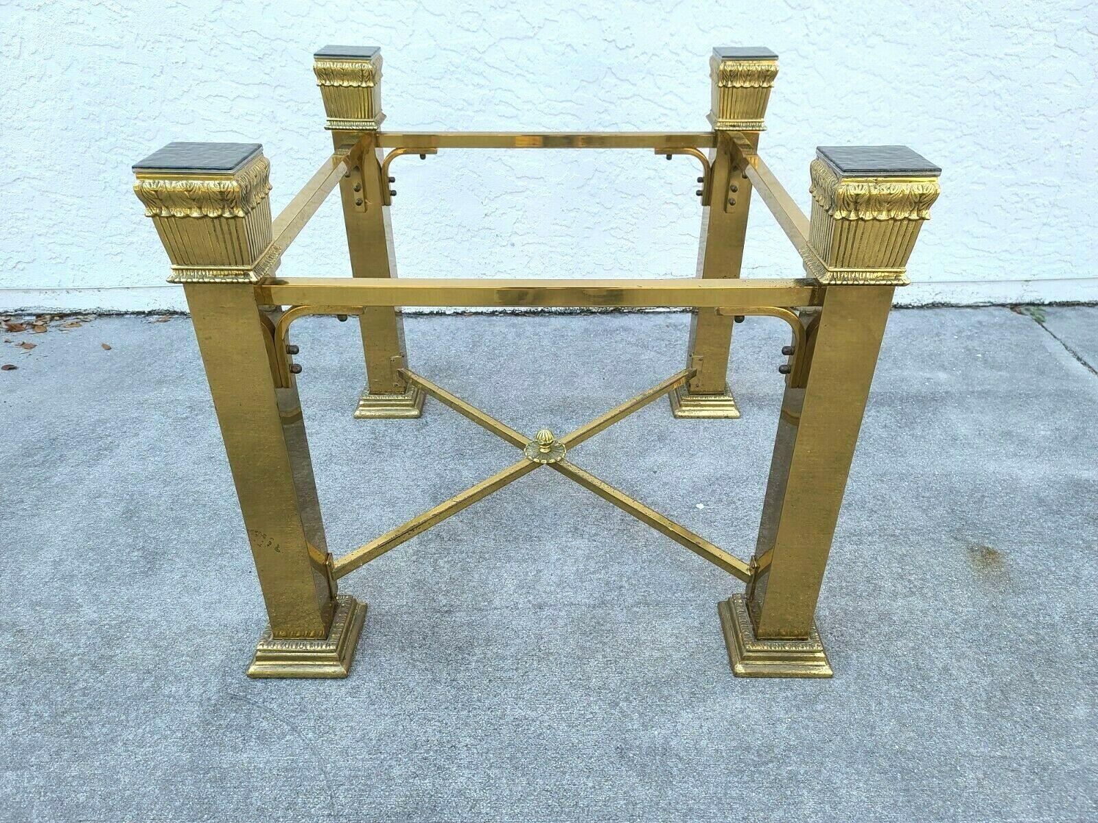 Vintage Italian Brass 4 Column Dining Game Table Base For Sale 1