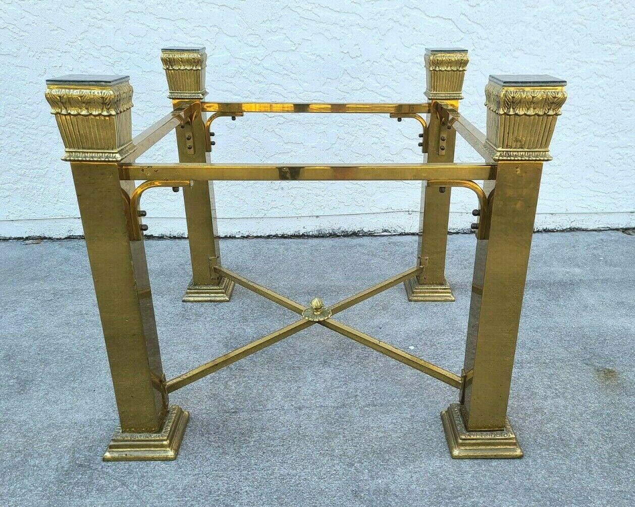 Italienischer 4-Säulen-Esstisch-Spieltischsockel aus Messing, Vintage im Angebot 2