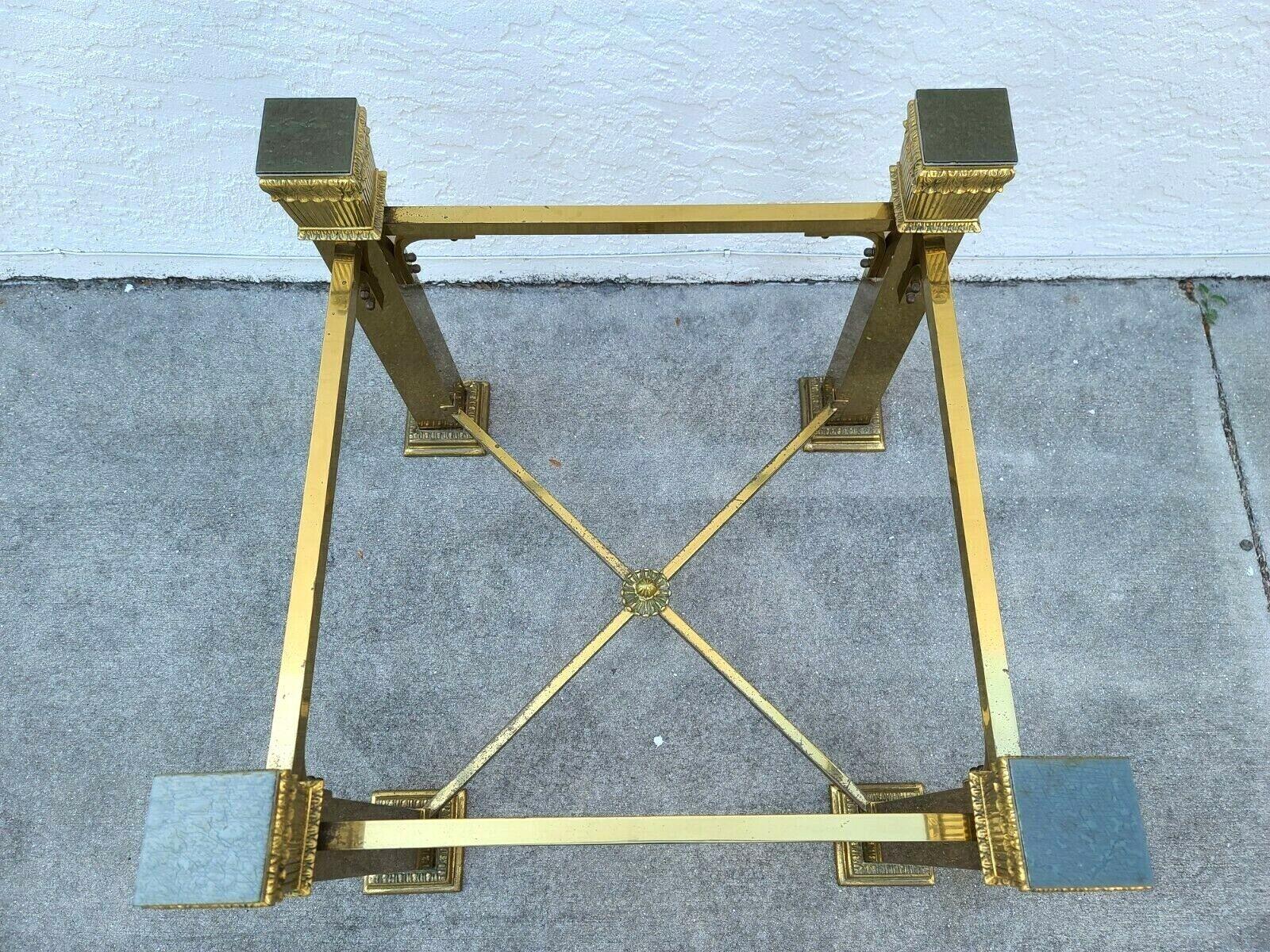Vintage Italian Brass 4 Column Dining Game Table Base For Sale 1