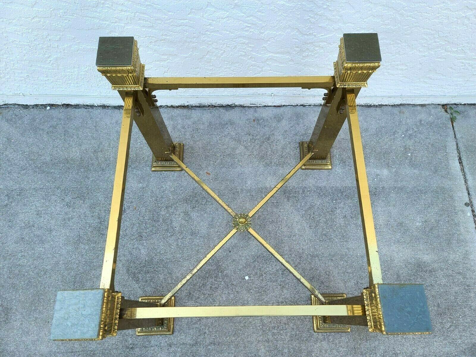 Vintage Italian Brass 4 Column Dining Game Table Base For Sale 3