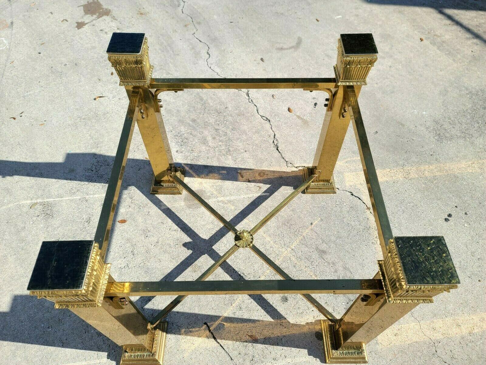 Vintage Italian Brass 4 Column Dining Game Table Base For Sale 4