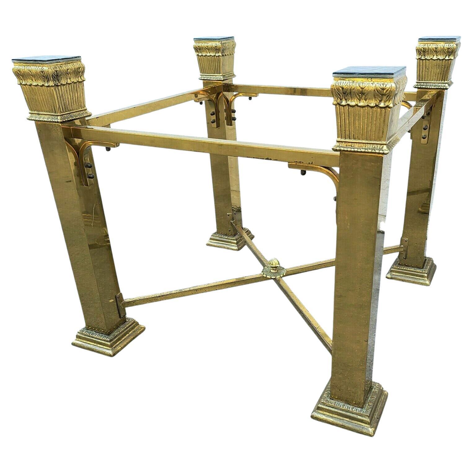 Vintage Italian Brass 4 Column Dining Game Table Base en vente