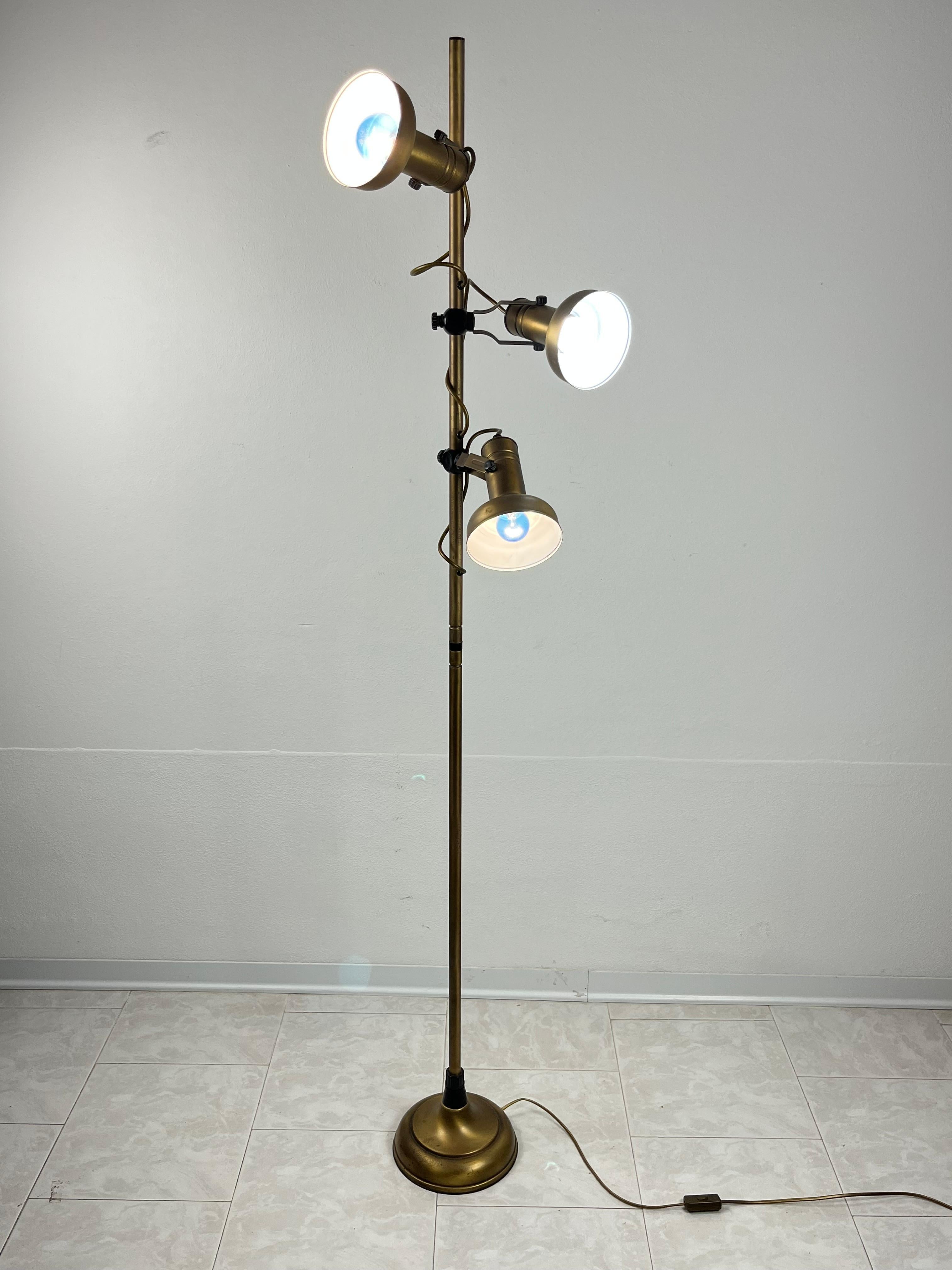 Other Vintage Italian Brass and Aluminum Floor Lamp, 1970s For Sale