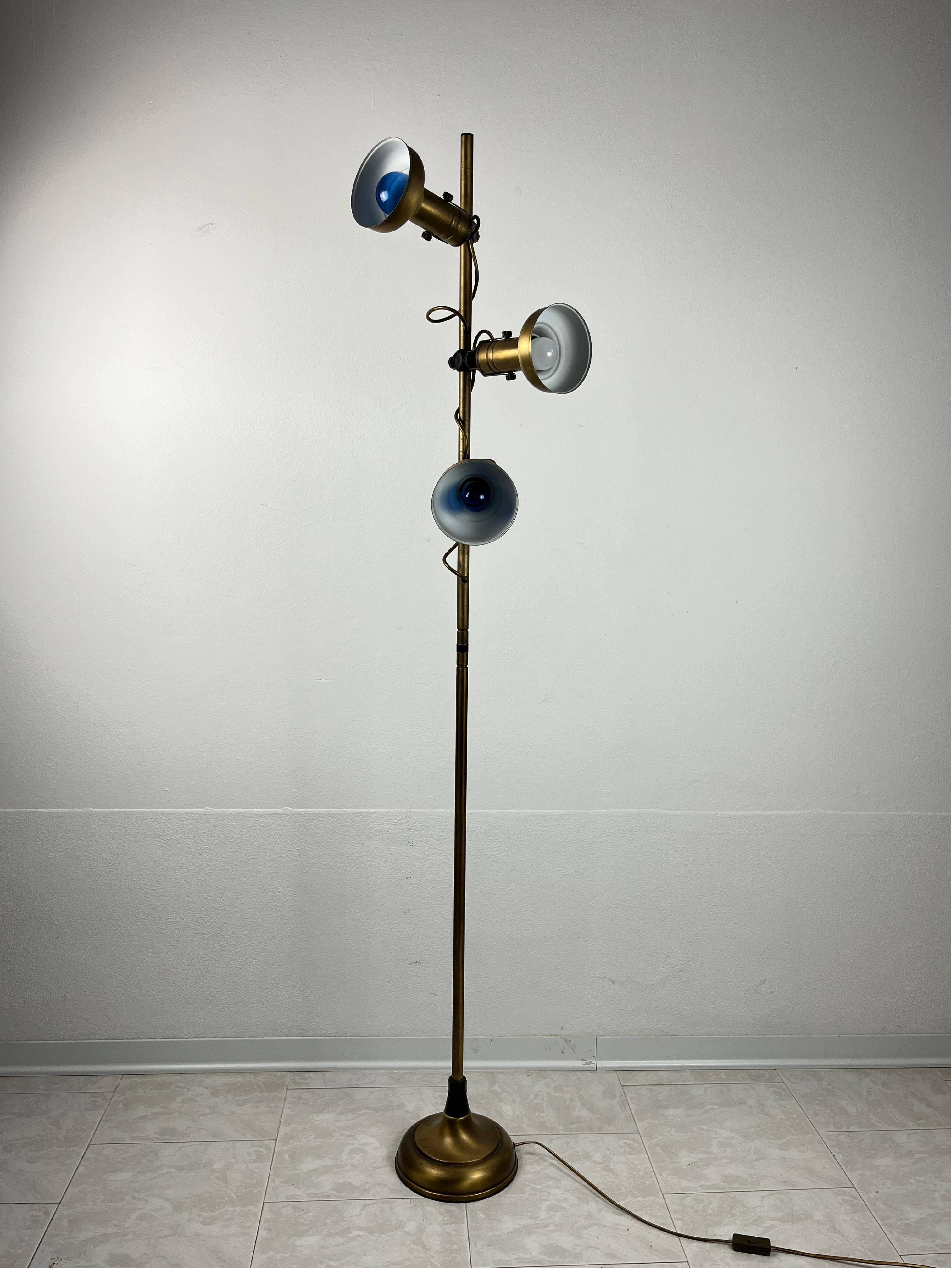 Late 20th Century Vintage Italian Brass and Aluminum Floor Lamp, 1970s For Sale