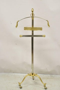 Vintage Italian Brass and Brushed Steel Rams Head & Hoof Clothing Valet