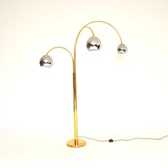 Vintage Italian Brass and Chrome Arc Floor Lamp