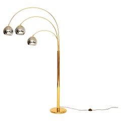 Vintage Italian Brass and Chrome Arc Floor Lamp