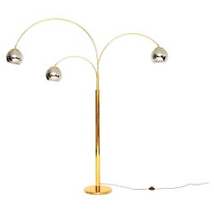 Vintage Italian Brass and Chrome Arc Floor Lamp