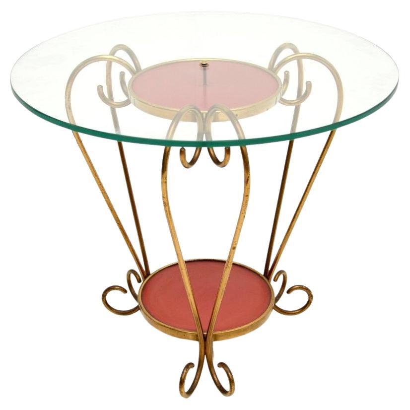Vintage Italian Brass und Glas Kaffee / Beistelltisch