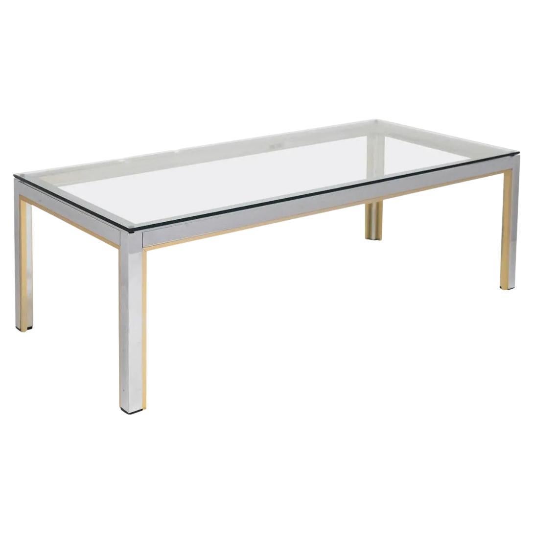 Vintage Italian Brass and Glass Coffee Table by Renato Zevi