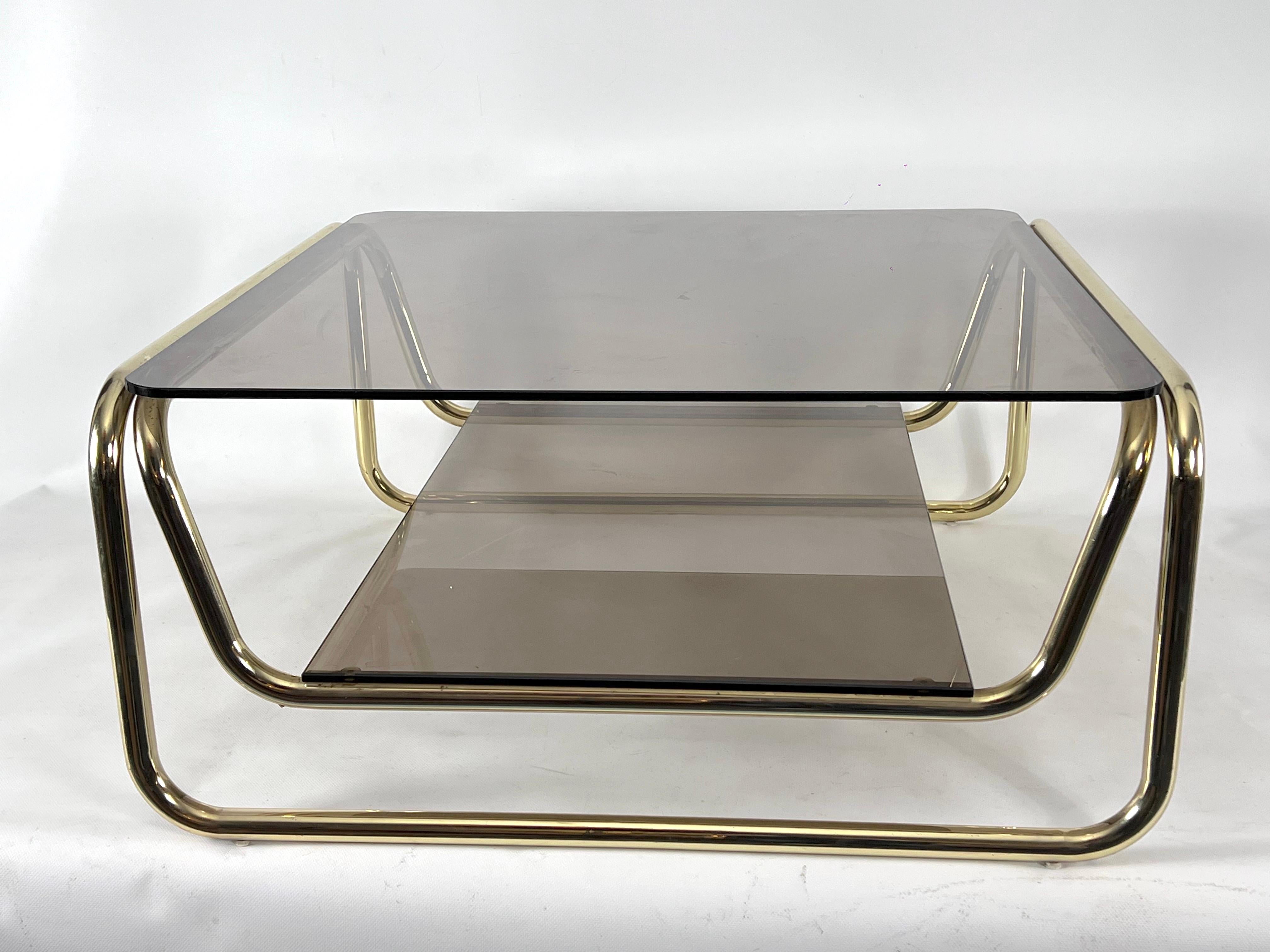 Vintage Italian Brass and Glass Coffee Table from 70s For Sale 4