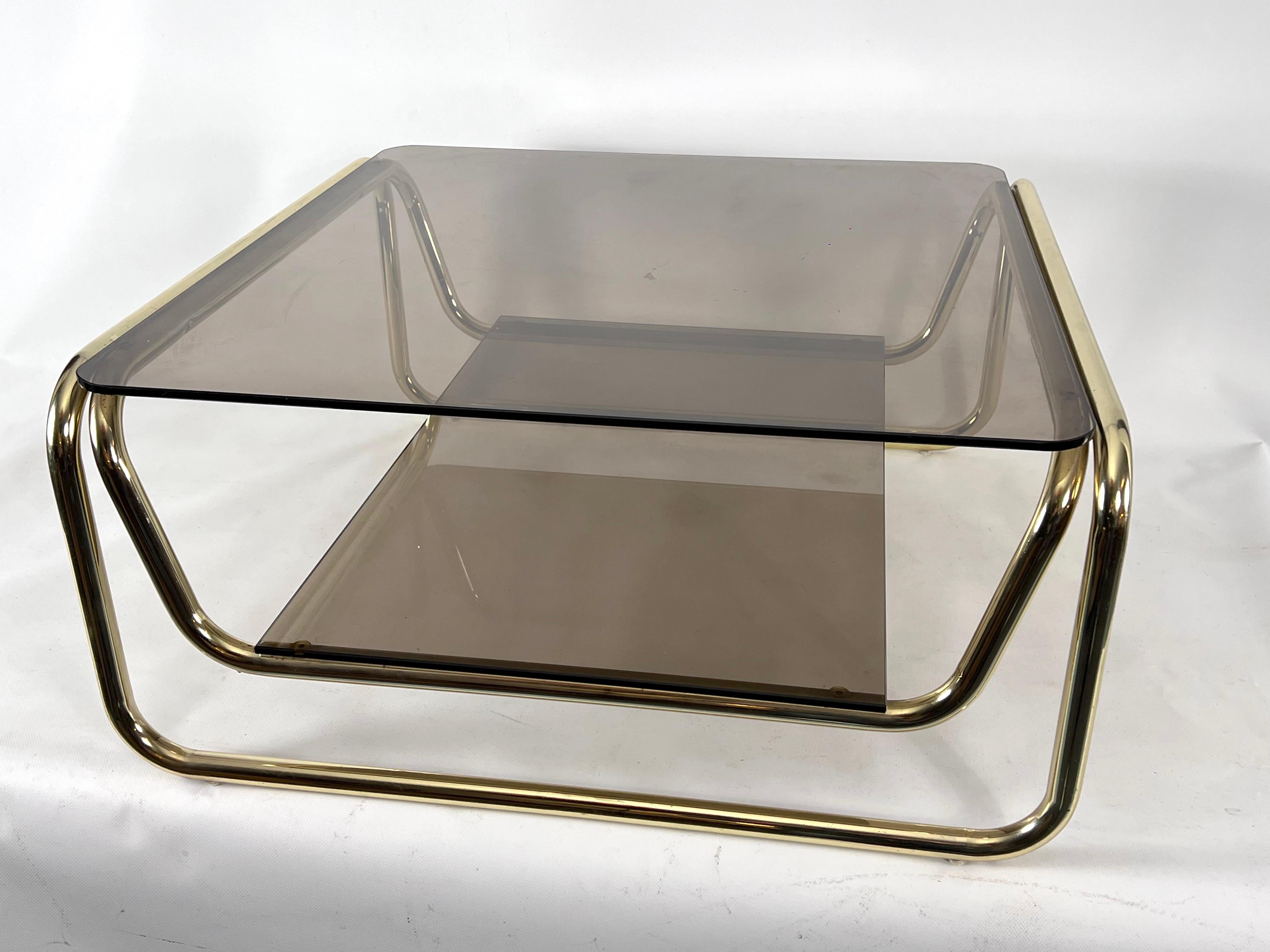 Vintage Italian Brass and Glass Coffee Table from 70s For Sale 5
