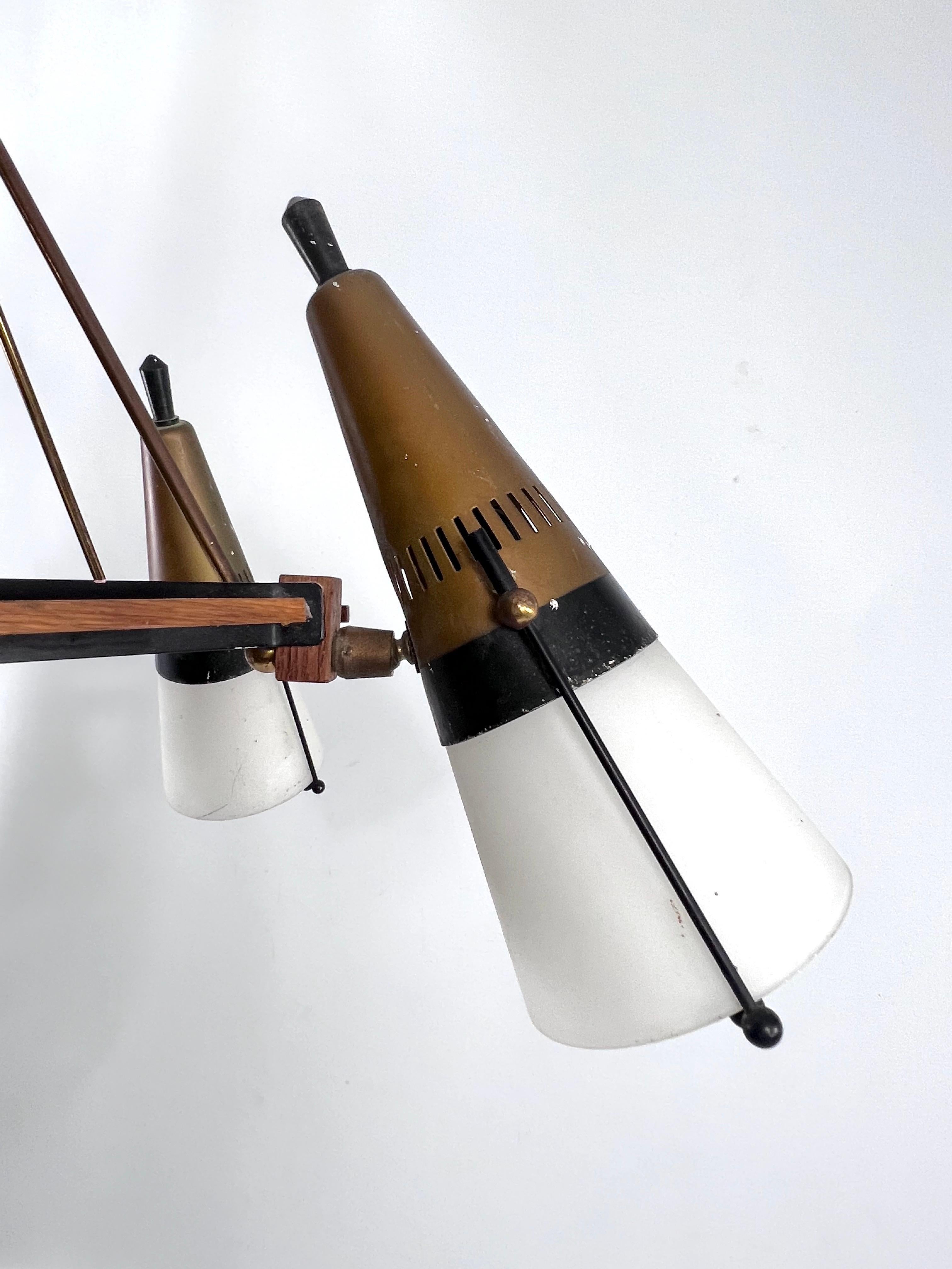 Rare Mid-Century Modern sputnik chandelier by Stilnovo. Italy 1950s For Sale 7
