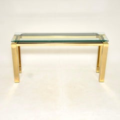 Vintage Italian Brass and Glass Console Side Table