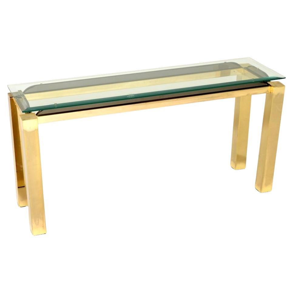 Table d'appoint console vintage italienne en laiton et verre