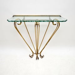 Vintage Italian Brass and Glass Console Table by Pier Luigi Colli