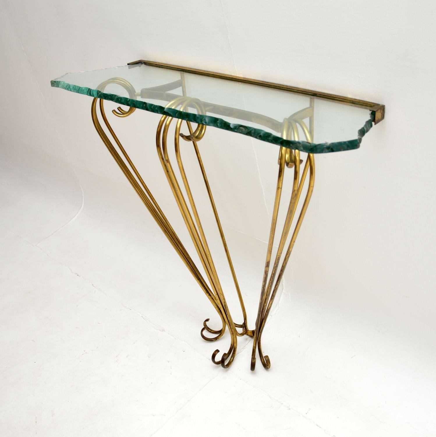 Table console italienne vintage en laiton et verre de Pier Luigi Colli Bon état - En vente à London, GB