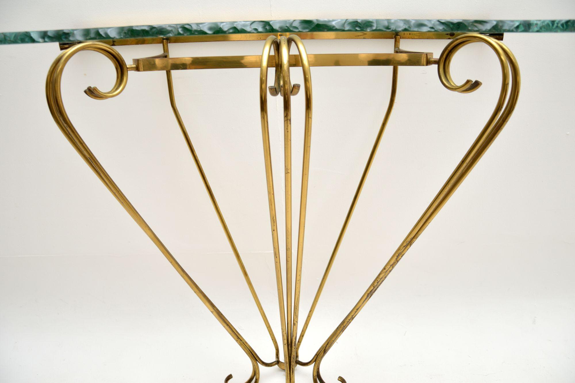 Vintage Italian Brass and Glass Console Table by Pier Luigi Colli For Sale 4