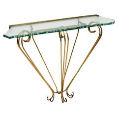 Vintage Italian Brass and Glass Console Table by Pier Luigi Colli