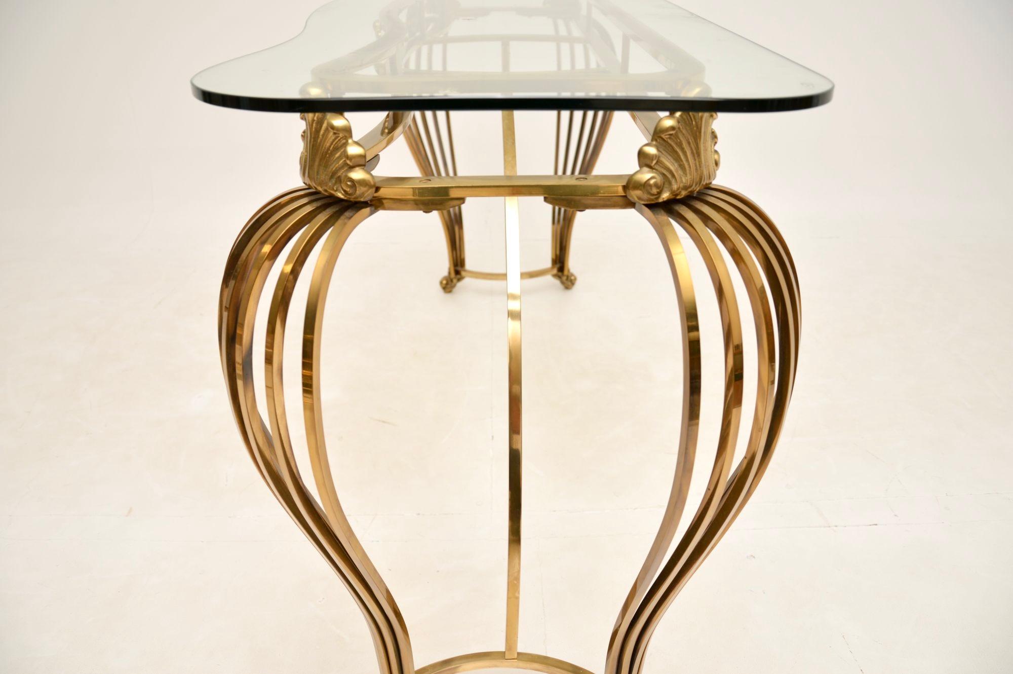 Vintage Italian Brass and Glass Console Table For Sale 5