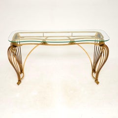 Vintage Italian Brass and Glass Console Table