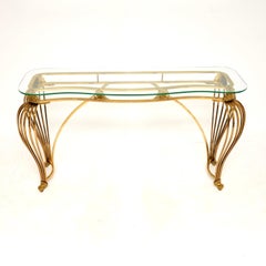 Vintage Italian Brass and Glass Console Table
