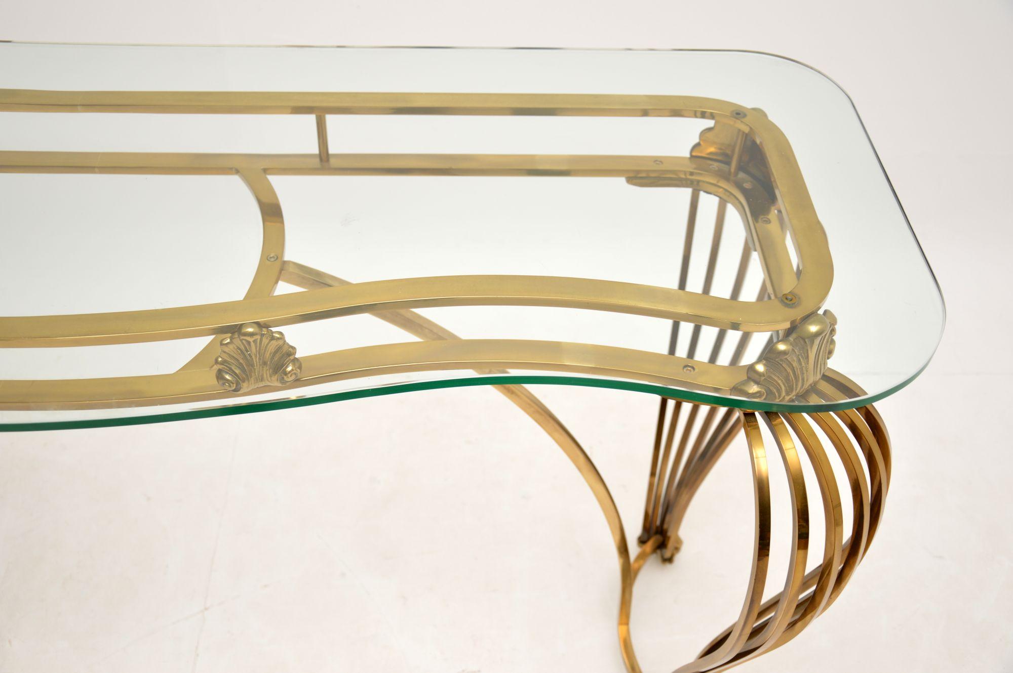 Vintage Italian Brass and Glass Console Table For Sale 3