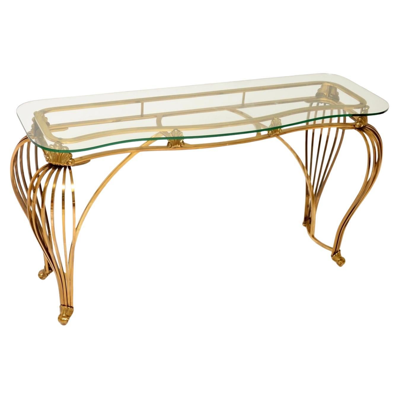 Vintage Italian Brass and Glass Konsolentisch